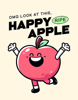 행복 잎 일러스트 미소 사람없음 빨간색 만세 사과 과일캐릭터 다리들기 사과캐릭터 연노랑색 일러캐릭터 AI파일 식물 캐릭터 감정 컬러 과일 모션 표정 노란색 파일형식 벡터