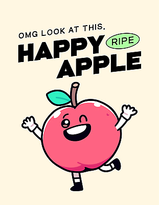 행복 잎 일러스트 윙크 미소 사람없음 빨간색 만세 사과 과일캐릭터 다리들기 사과캐릭터 연노랑색 일러캐릭터 AI파일 식물 캐릭터 감정 컬러 과일 모션 표정 노란색 파일형식 벡터