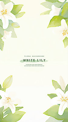 PSD 잎 꽃백그라운드 일러스트 여름꽃 수채화 사람없음 초록색 백합 꽃프레임 카피스페이스 국내일러스트 식물 꽃 컬러 백그라운드 프레임 공백 파일형식 여름_계절