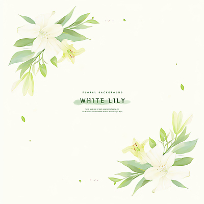 PSD 잎 꽃백그라운드 일러스트 여름꽃 수채화 사람없음 초록색 백합 꽃프레임 카피스페이스 국내일러스트 식물 꽃 컬러 백그라운드 프레임 공백 파일형식 여름_계절