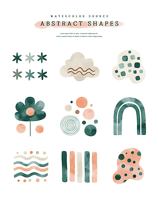 PSD 구름 꽃 곡선 일러스트 추상 수채화 사람없음 원형 오브젝트 국내일러스트 자연요소 도형 식물 선 무늬 파일형식