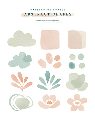 PSD 구름 꽃 잎 일러스트 추상 수채화 사람없음 오브젝트 국내일러스트 자연요소 식물 무늬 파일형식