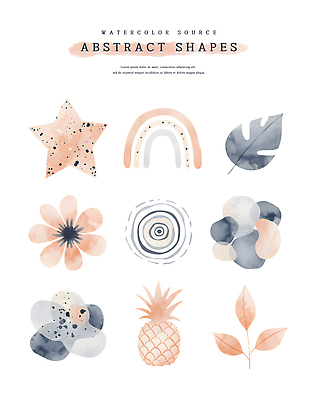 PSD 꽃 별 무지개 일러스트 추상 나뭇잎 수채화 사람없음 파인애플 오브젝트 겹침 국내일러스트 자연요소 식물 잎 무늬 과일 열대과일 파일형식