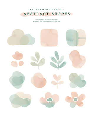 PSD 구름 꽃 잎 일러스트 추상 수채화 사람없음 오브젝트 번짐 겹침 국내일러스트 자연요소 식물 무늬 파일형식 효과