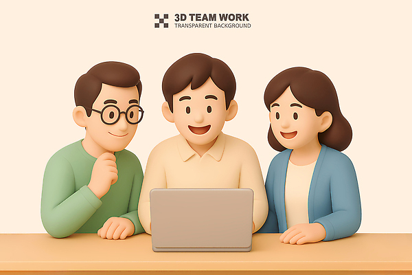 PSD 편집이미지 여자 남자 대학생 비즈니스 성공 협력 함께함 미소 상반신 성인 세명 노트북 3D 비즈니스맨 비즈니스우먼 연분홍색 성인만 안경낌 편집3D 학생 안경 분홍색 컨셉 표정 사람 전자제품 직장인 디지털합성 파일형식