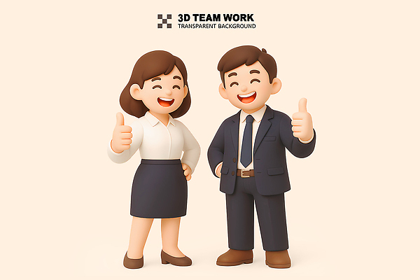 전신 PSD 편집이미지 여자 남자 허리손 비즈니스 성공 협력 함께함 미소 정장 성인 두명 3D 비즈니스맨 비즈니스우먼 따봉 연분홍색 성인만 편집3D 옷 분홍색 포즈 컨셉 표정 사람 최고 직장인 디지털합성 파일형식