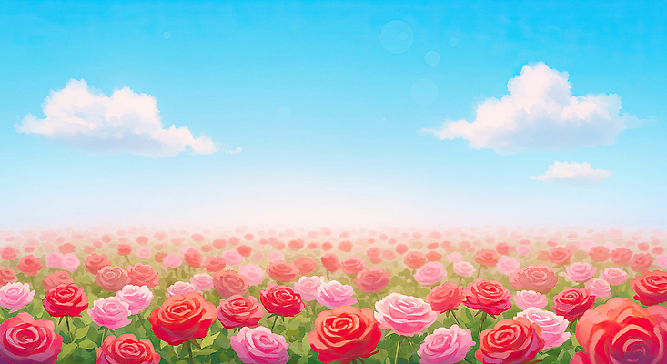 JPG 구름 잎 꽃백그라운드 일러스트 자연 하늘 수채화 풍경 사람없음 장미 정원 봄풍경 국내일러스트 AI일러스트 AI콘텐츠 자연요소 식물 꽃 백그라운드 봄 생태계 파일형식