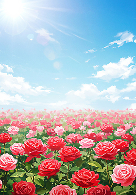 JPG 구름 잎 꽃백그라운드 일러스트 자연 하늘 수채화 풍경 사람없음 햇빛 장미 정원 봄풍경 국내일러스트 AI일러스트 AI콘텐츠 자연요소 식물 꽃 백그라운드 태양 봄 생태계 파일형식