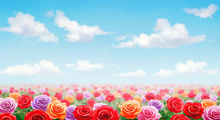 JPG 구름 잎 꽃백그라운드 일러스트 자연 하늘 수채화 풍경 사람없음 장미 정원 봄풍경 국내일러스트 AI일러스트 AI콘텐츠 자연요소 식물 꽃 백그라운드 봄 생태계 파일형식