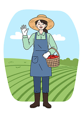 전신 PSD 구름 여자 장갑 밭 일러스트 하늘 작업복 한명 미소 성인 손들기 바구니 앞치마 풀 사과 농부 밀짚모자 성인여자한명만 국내일러스트 자연요소 식물 직업 모자_잡화 1 잡화 옷 농업 과일 모션 표정 사람 여자한명만 성인여자만 파일형식
