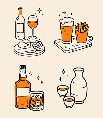 PSD 접시 와인잔 일러스트 포도 술병 치즈 맥주 사람없음 반짝임 얼음 주황색 감자튀김 나이프 와인병 맥주잔 연분홍색 위스키병 국내일러스트 자연요소 식기 분홍색 컬러 술잔 과일 모션 병_용기 유제품 감자 주류 와인 튀김 칼 위스키 파일형식