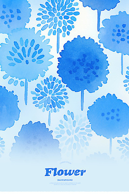 PSD 꽃무늬 꽃백그라운드 일러스트 수채화 사람없음 파란색 국내일러스트 꽃 컬러 백그라운드 무늬 파일형식