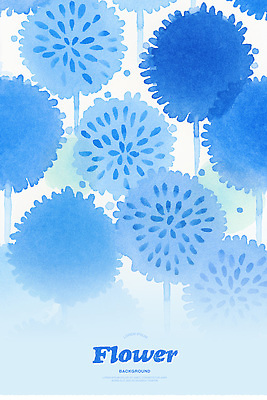 PSD 꽃무늬 꽃백그라운드 일러스트 수채화 사람없음 파란색 국내일러스트 꽃 컬러 백그라운드 무늬 파일형식