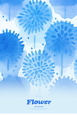 PSD 꽃무늬 꽃백그라운드 일러스트 수채화 사람없음 파란색 번짐 국내일러스트 꽃 컬러 백그라운드 무늬 파일형식 효과
