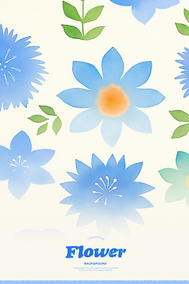 PSD 잎 꽃무늬 꽃백그라운드 일러스트 수채화 사람없음 파란색 국내일러스트 식물 꽃 컬러 백그라운드 무늬 파일형식