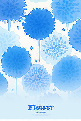 PSD 꽃무늬 꽃백그라운드 일러스트 수채화 사람없음 파란색 국내일러스트 꽃 컬러 백그라운드 무늬 파일형식