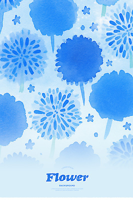 PSD 꽃무늬 꽃백그라운드 일러스트 수채화 사람없음 파란색 국내일러스트 꽃 컬러 백그라운드 무늬 파일형식