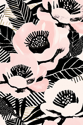 JPG 잎 패턴 꽃백그라운드 일러스트 사람없음 검은색 판화 국내일러스트 AI일러스트 AI콘텐츠 식물 꽃 컬러 백그라운드 무늬 미술 파일형식