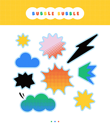 말풍선 스티커 일러스트 사람없음 세트 컬러풀 오브젝트 카툰스타일 번개모양 키치 국내일러스트 AI파일 모양 컬러 컨셉 번개 파일형식 벡터