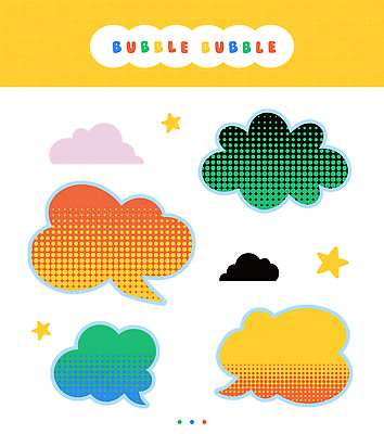 구름 별 말풍선 스티커 일러스트 사람없음 세트 컬러풀 오브젝트 카툰스타일 키치 국내일러스트 AI파일 자연요소 컬러 컨셉 파일형식 벡터