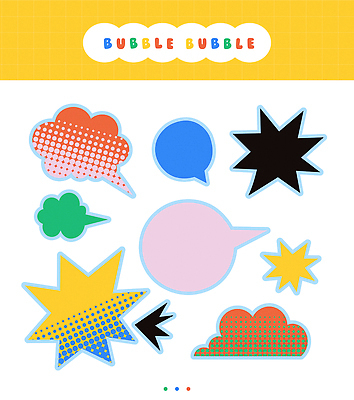 구름 말풍선 스티커 일러스트 사람없음 세트 컬러풀 오브젝트 카툰스타일 키치 국내일러스트 AI파일 자연요소 컬러 컨셉 파일형식 벡터