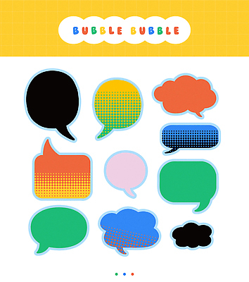 구름 말풍선 스티커 일러스트 사람없음 세트 컬러풀 오브젝트 카툰스타일 키치 국내일러스트 AI파일 자연요소 컬러 컨셉 파일형식 벡터