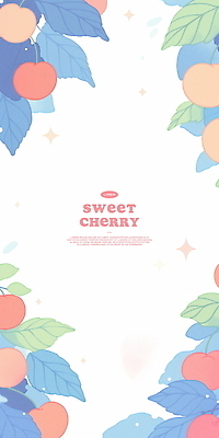 PSD 분홍색 잎 일러스트 수채화 프레임 사람없음 파란색 반짝임 체리 국내일러스트 식물 컬러 과일 모션 파일형식