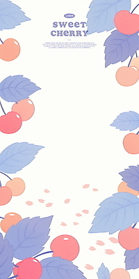 PSD 꽃잎 분홍색 잎 일러스트 수채화 프레임 사람없음 파란색 체리 카피스페이스 국내일러스트 식물 꽃 컬러 과일 공백 파일형식