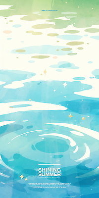 PSD 물결 바다 일러스트 자연 수채화 사람없음 파란색 빛 반짝임 여름풍경 수면 국내일러스트 컬러 모션 풍경 물 생태계 파일형식 여름_계절