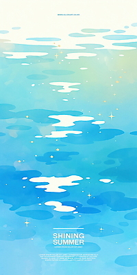 PSD 무료이미지 바다 일러스트 자연 수채화 사람없음 파란색 빛 반짝임 여름풍경 수면 윤슬 국내일러스트 물결 컬러 모션 풍경 물 생태계 파일형식 여름_계절