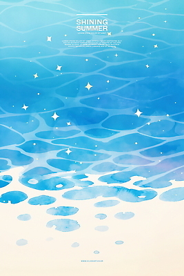 PSD 일러스트 자연 수채화 해변 사람없음 파란색 빛 반짝임 여름풍경 수면 윤슬 국내일러스트 물결 바다 컬러 모션 풍경 물 생태계 파일형식 여름_계절