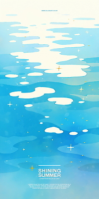 PSD 바다 일러스트 자연 수채화 사람없음 파란색 빛 반짝임 여름풍경 수면 윤슬 국내일러스트 물결 컬러 모션 풍경 물 생태계 파일형식 여름_계절