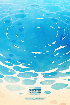 PSD 물결 일러스트 자연 수채화 해변 사람없음 파란색 빛 반짝임 여름풍경 수면 국내일러스트 바다 컬러 모션 풍경 물 생태계 파일형식 여름_계절