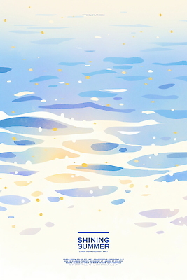 PSD 일러스트 자연 수채화 사람없음 파란색 빛 햇빛 여름풍경 수면 윤슬 국내일러스트 물결 컬러 풍경 물 태양 생태계 파일형식 여름_계절