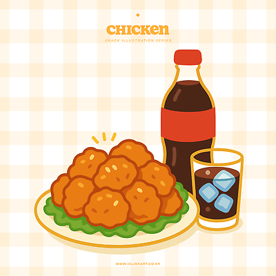 접시 잎 일러스트 잔 사람없음 얼음 치킨 양념치킨 체크무늬 콜라 콜라병 연노랑색 국내일러스트 AI파일 자연요소 식물 식기 무늬 노란색 탄산음료 닭고기요리 음료수병 파일형식 벡터