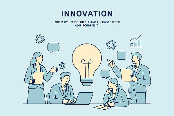 여자 남자 하늘색 말풍선 일러스트 비즈니스 전구 회의 그래프 협력 미소 들기 정장 여러명 상반신 성인 노트북 펜 손들기 턱괴기 가리킴 타이핑 잡기 비즈니스맨 비즈니스우먼 톱니바퀴 문서 파트너십 성인만 브레인스토밍 국내일러스트 AI파일 옷 다수 모션 표정 사람 손짓 파란색 전자제품 필기구 직장인 파일형식 벡터