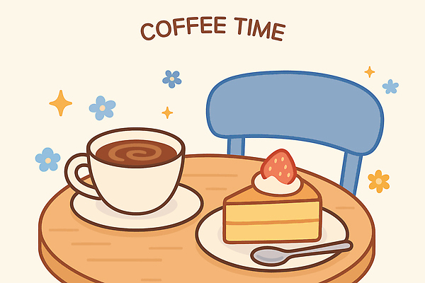 꽃 의자 일러스트 티타임 사람없음 반짝임 갈색 숟가락 커피잔 컵받침 아메리카노 나무탁자 국내일러스트 AI파일 식물 커피 컬러 가구 모션 탁자 휴식 잔 수저 받침대 파일형식 벡터