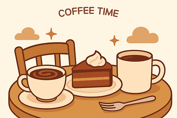 접시 의자 일러스트 티타임 사람없음 반짝임 갈색 머그컵 조각케이크 커피잔 컵받침 아메리카노 포트 초코케이크 구름모양 나무탁자 국내일러스트 AI파일 모양 식기 커피 컬러 가구 모션 탁자 휴식 잔 컵 케이크 받침대 파일형식 벡터 구름_자연