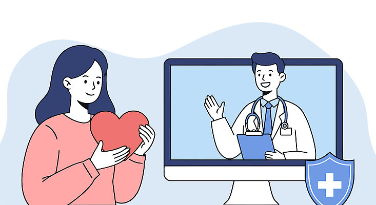 여자 남자 하늘색 말풍선 일러스트 청진기 설명 미소 들기 상반신 성인 두명 손들기 모니터 의사 하트 상담 방패모양 서류판 십자마크 원격의료 성인만 국내일러스트 AI파일 모양 의학 의료기기 모션 표정 사람 파란색 컴퓨터 사무용품 진료 의료진 방패 원격 파일형식 벡터