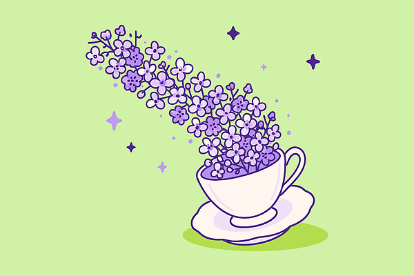 일러스트 티타임 사람없음 연두색 반짝임 찻잔 컵받침 라벤더 국내일러스트 AI파일 꽃 모션 휴식 잔 초록색 허브 받침대 파일형식 벡터