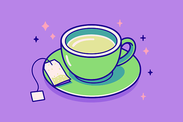 일러스트 티타임 사람없음 반짝임 보라색 찻잔 녹차 컵받침 티백 국내일러스트 AI파일 컬러 모션 휴식 잔 차_음료 받침대 파일형식 벡터