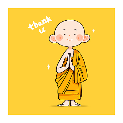 전신 남자 어린이 일러스트 맨발 한명 미소 소년 반짝임 노란색 눈감음 감사 동자승 승복 합장 땡큐 소년한명만 국내일러스트 AI파일 1 감정 컬러 모션 발 표정 사람 손짓 승려 남자한명만 소년만 파일형식 벡터