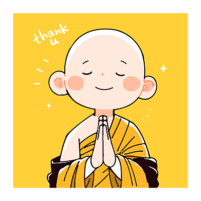 남자 어린이 일러스트 한명 미소 소년 상반신 반짝임 노란색 눈감음 감사 동자승 승복 합장 땡큐 소년한명만 국내일러스트 AI파일 1 감정 컬러 모션 표정 사람 손짓 승려 남자한명만 소년만 파일형식 벡터