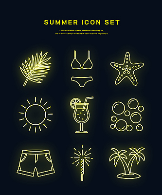 아이콘 섬 반바지 불가사리 사람없음 여름 바캉스 세트 비키니 야자수 태양 노란색 물방울 칵테일 라인아트 야자수잎 엘리먼트 네온아트 스파클라 2D아이콘 IC큐레이션 AI파일 자연요소 나무 계절 수영복 선 컬러 잎 바지 휴가 극피동물 주류 폭죽 네온 파일형식 벡터