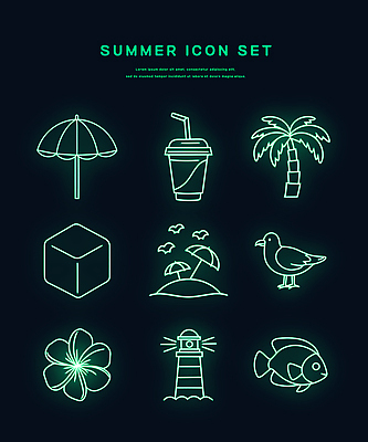 아이콘 섬 갈매기 등대 사람없음 초록색 여름 바캉스 세트 야자수 파라솔 라인아트 열대어 플루메리아 각얼음 엘리먼트 테이크아웃컵 네온아트 2D아이콘 IC큐레이션 AI파일 나무 계절 꽃 선 컬러 조류 휴가 어류 컵 얼음 네온 파일형식 벡터