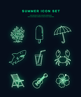 아이콘 우산 빨대 사람없음 컵 초록색 여름 바캉스 세트 꽃게 산호초 우쿨렐레 라인아트 선베드 플루메리아 상어 냉음료 막대아이스크림 엘리먼트 네온아트 2D아이콘 IC큐레이션 AI파일 식기 계절 꽃 음료 선 컬러 의자 현악기 휴가 아이스크림 어류 게 수중식물 네온 파일형식 벡터