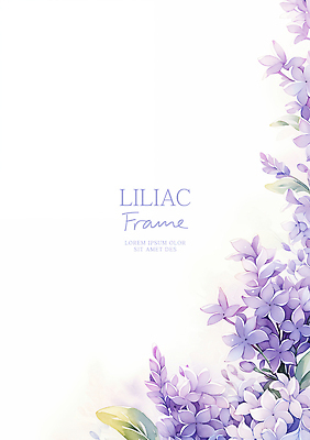 PSD 잎 일러스트 여름꽃 수채화 사람없음 보라색 라일락 꽃프레임 산뜻 카피스페이스 국내일러스트 식물 꽃 컬러 컨셉 프레임 공백 파일형식 여름_계절