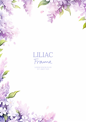 PSD 잎 일러스트 여름꽃 수채화 사람없음 보라색 라일락 꽃프레임 산뜻 카피스페이스 국내일러스트 식물 꽃 컬러 컨셉 프레임 공백 파일형식 여름_계절