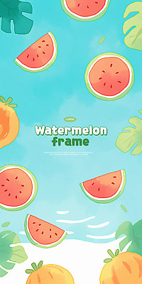 PSD 하늘색 잎 일러스트 호박 단면 수채화 프레임 사람없음 여름 수면 수박조각 카피스페이스 국내일러스트 식물 계절 조각 채소 수박 물 파란색 공백 파일형식