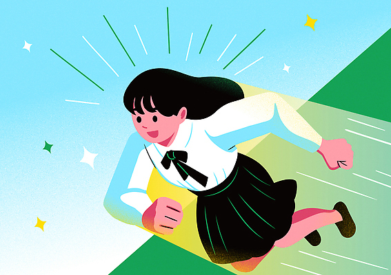 여학생 여자 교복 하늘색 일러스트 청소년 한명 미소 초록색 반짝임 점프 영웅 내신등급 슈퍼히어로 정복 십대여자한명만 국내일러스트 AI파일 1 학생 옷 교육 컬러 모션 표정 사람 파란색 여자한명만 십대여자만 파일형식 벡터